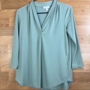 Charter Club Petite Small V-neck 3/4 Sleeves in Color Seafoam